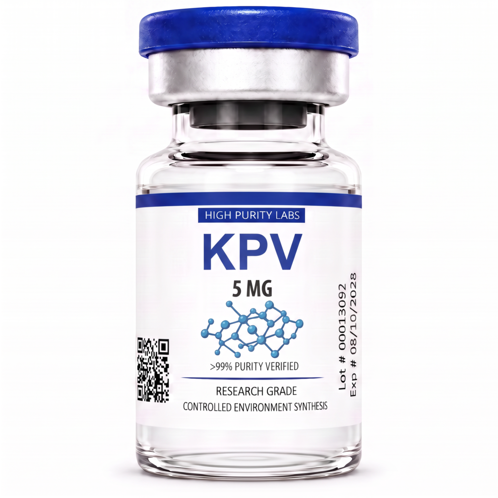 Vial de KPV 5 mg de High Purity Labs con tapa azul