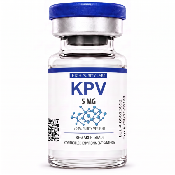 Vial de KPV 5 mg de High Purity Labs con tapa azul