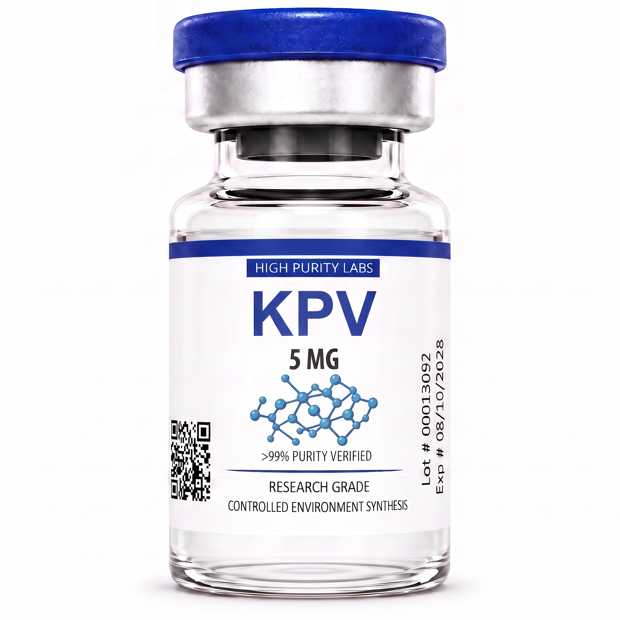 Vial de KPV 5 mg de High Purity Labs con tapa azul